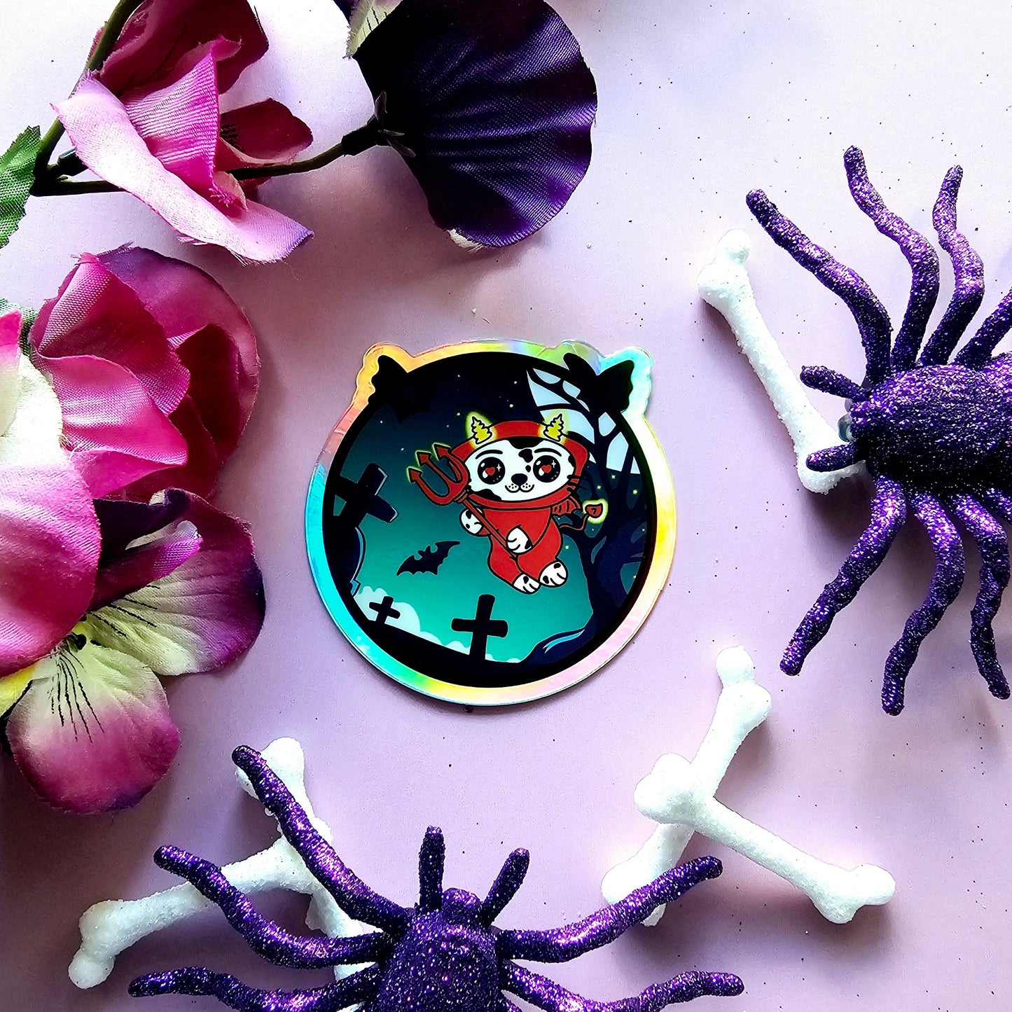 Holographic Devil Kawaii Stickers
