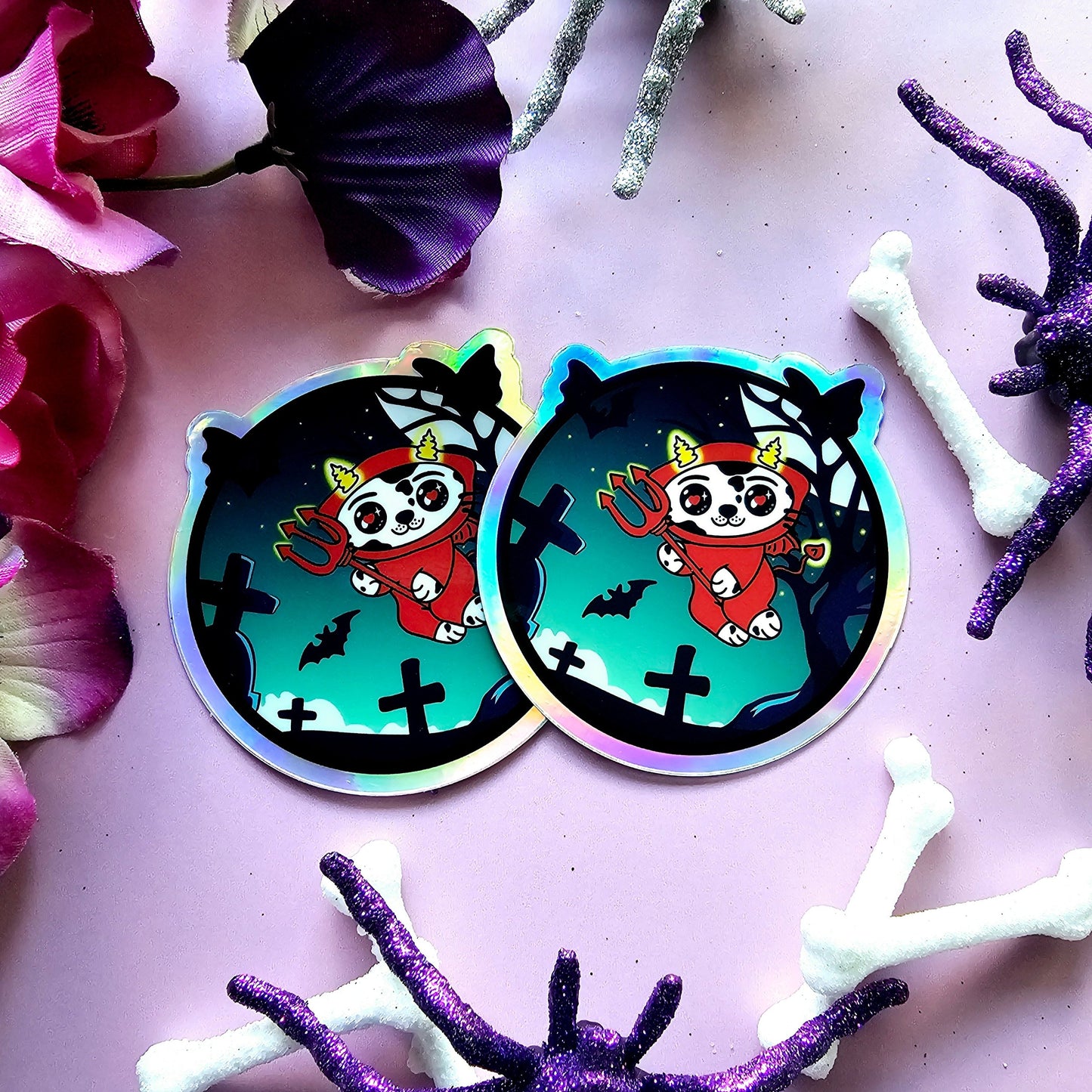 Holographic Devil Kawaii Stickers
