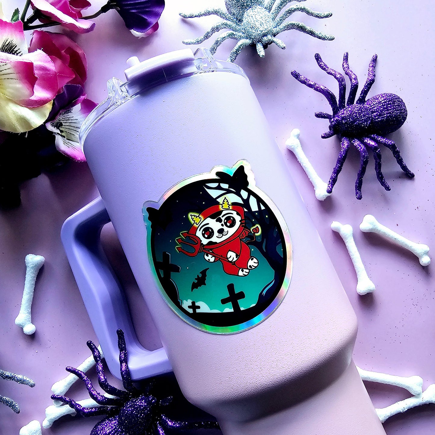 Holographic Devil Kawaii Stickers
