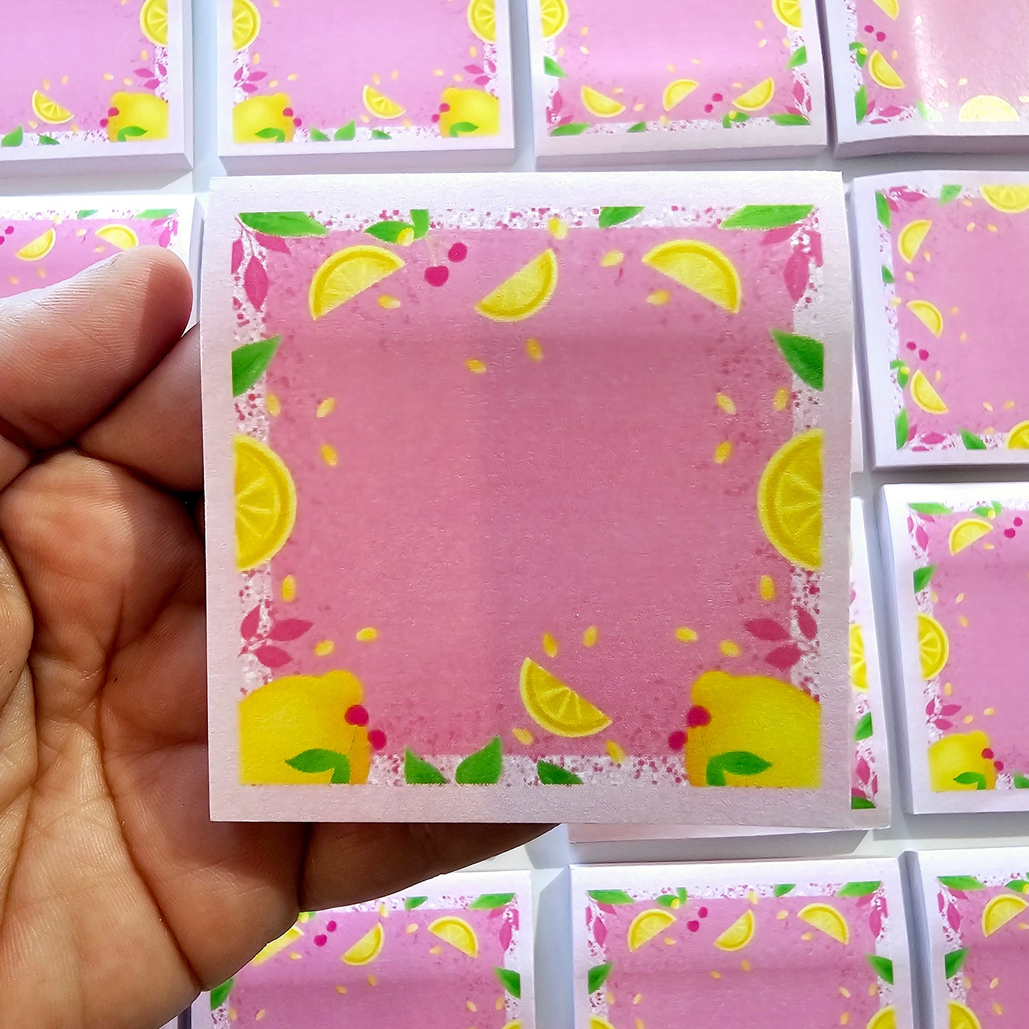 Lemon pink sticky note