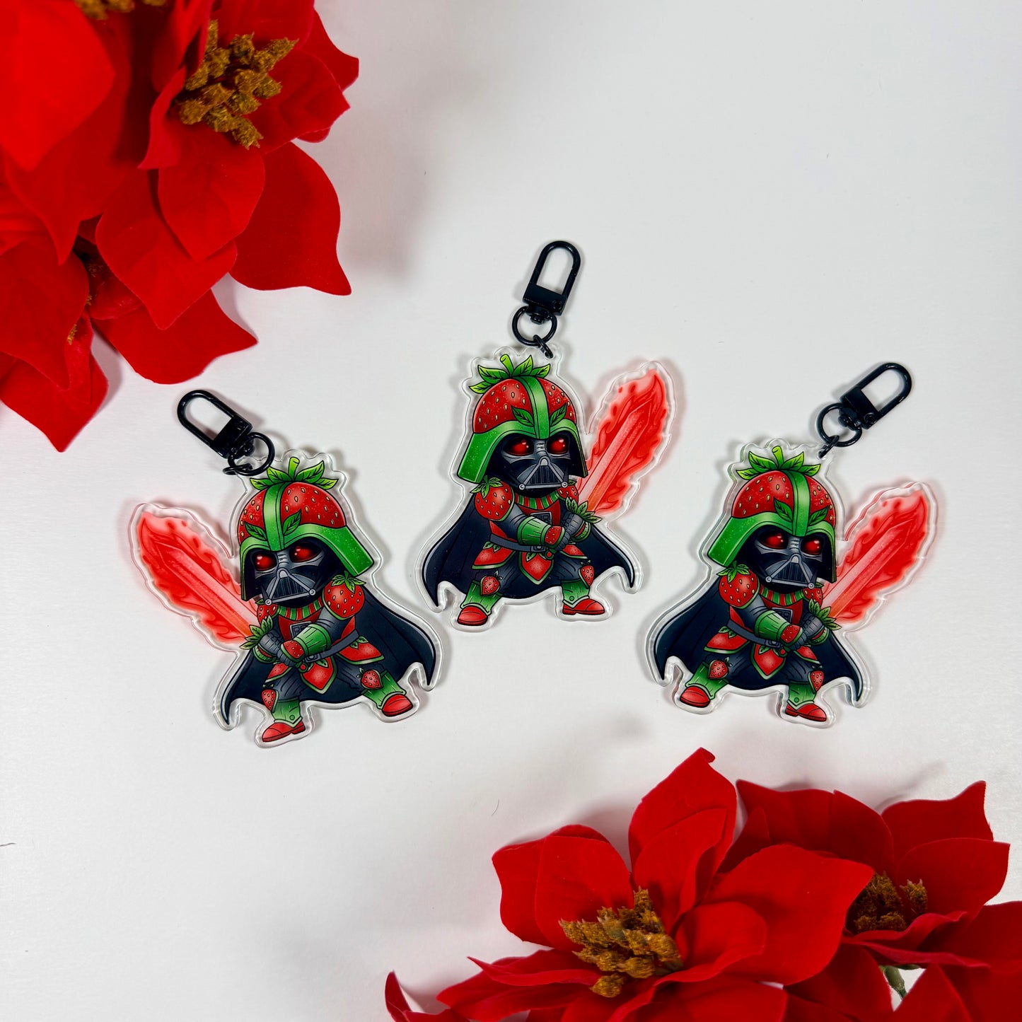 Strawberry Space Villain Inspired Acrylic Keychain | Cute Kawaii Galactic Warrior Bag Charm | Anime Style Backpack Charm