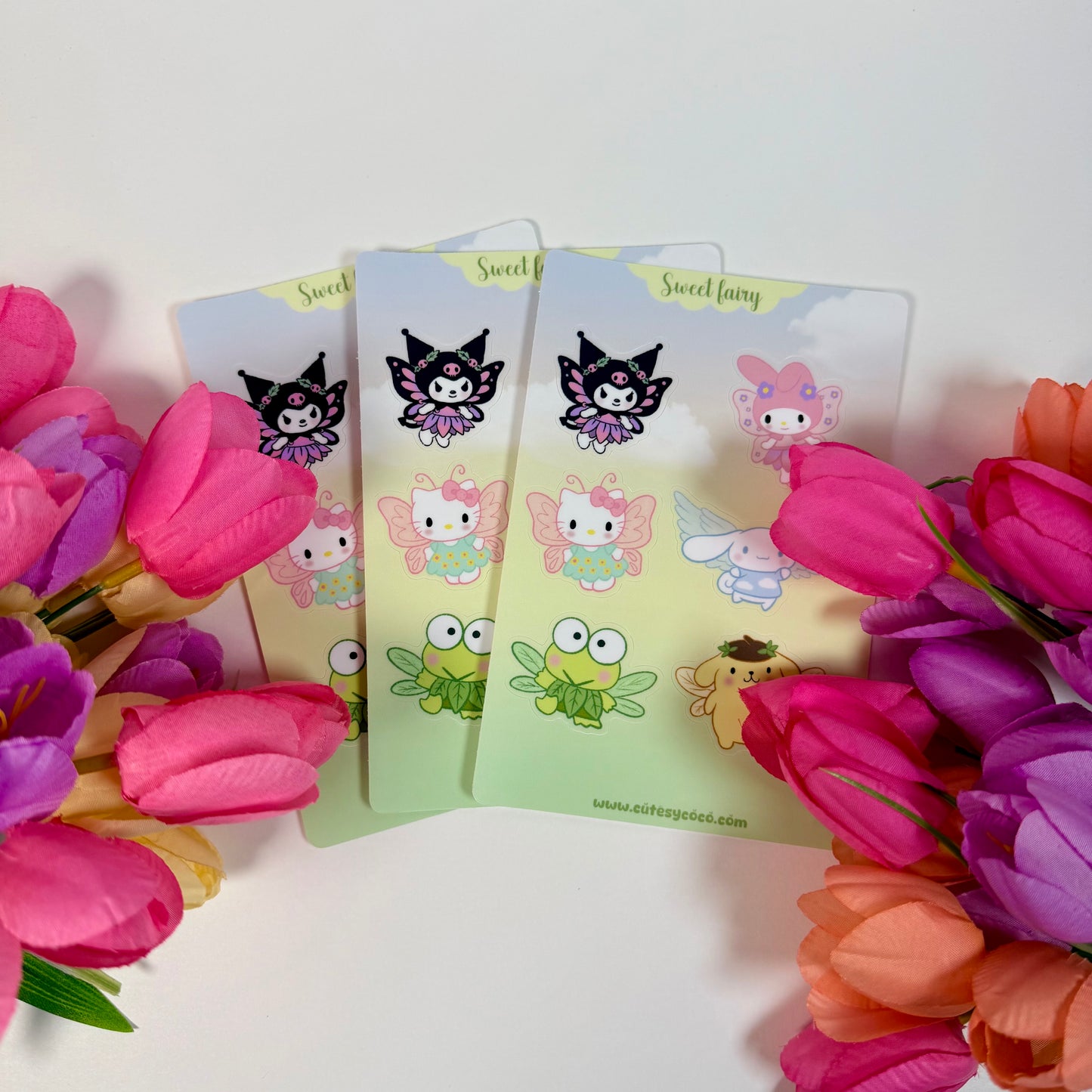 Fairy Friends Waterproof Sticker Sheet | Cute Kawaii Fairy Vinyl Stickers