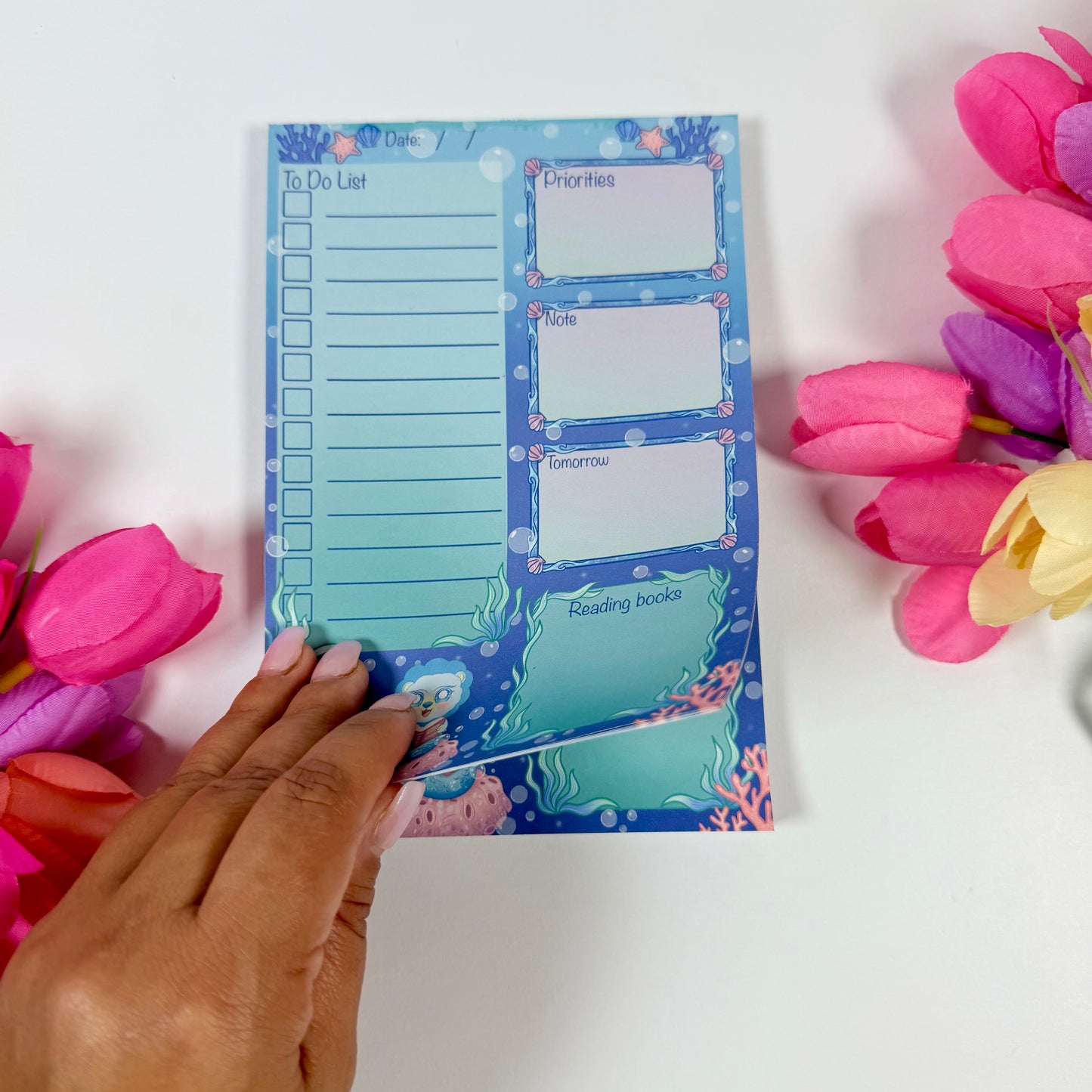 Magical Ocean Pals Daily Planner Notepad | Mermaid To-Do List | Cute Desk Planner Pad