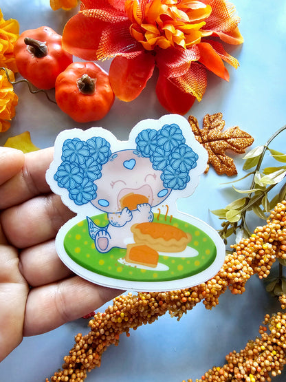 Blue eating pumpkin kawaii Sticker