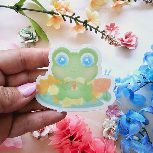 Reading Froggy Clear Sticker