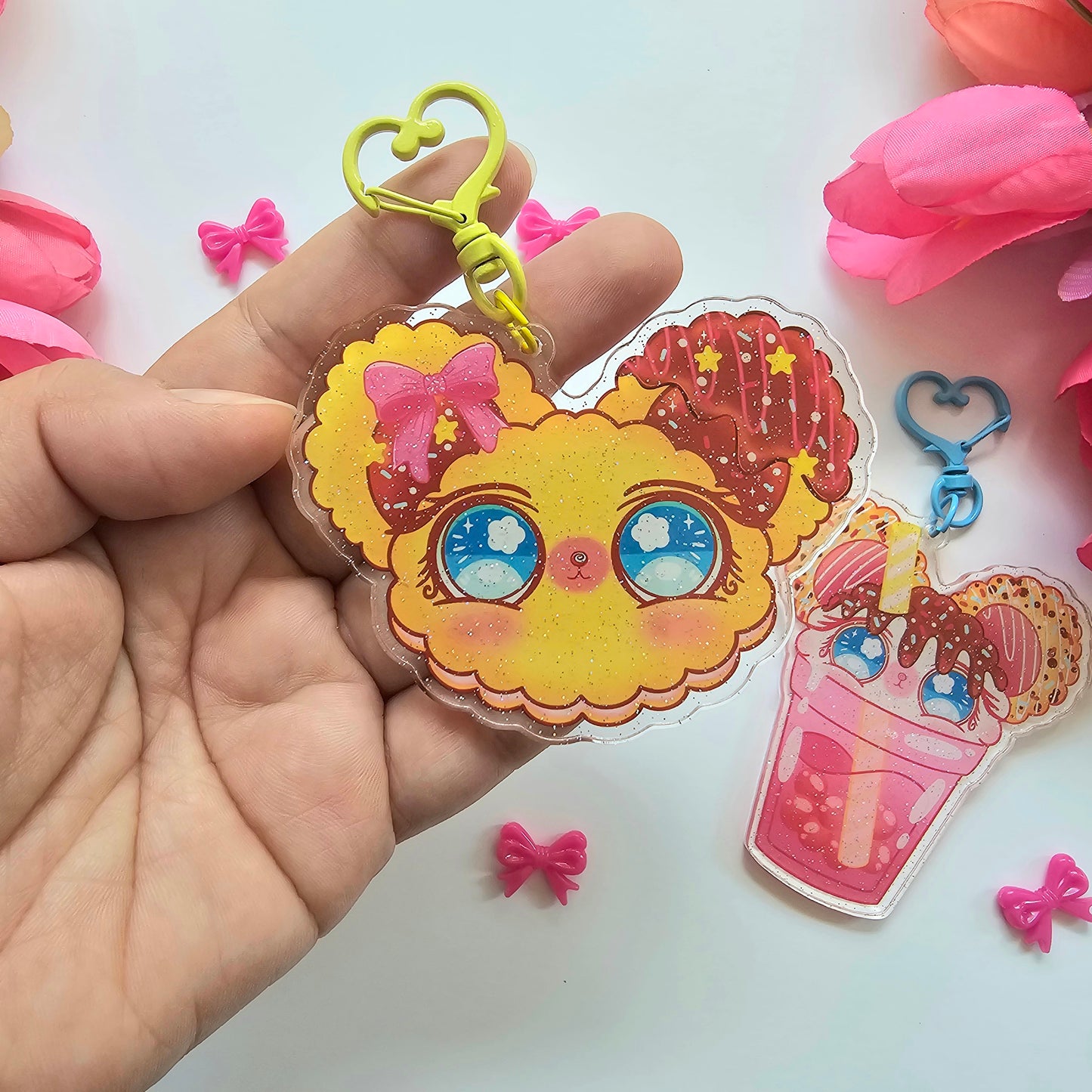 COTTON PUFF KEYCHAINS