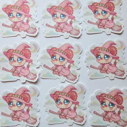 COTTON PUFF WITCH STICKER