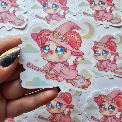 COTTON PUFF WITCH STICKER