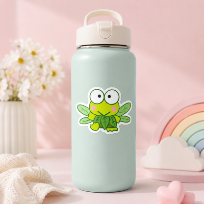 Cute Green Frog Fairy Sticker – Kawaii Waterproof Vinyl Sticker