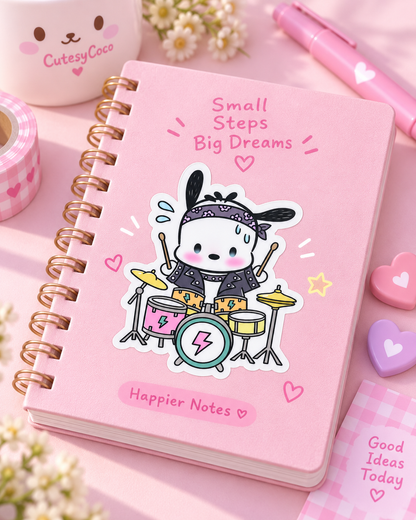 Pocha Drummer Kawaii Rock Sticker