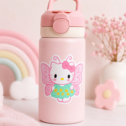 HK Fairy Sticker – Pink Kawaii Butterfly Cat Vinyl Sticker