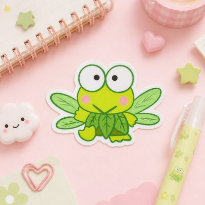 Cute Green Frog Fairy Sticker – Kawaii Waterproof Vinyl Sticker