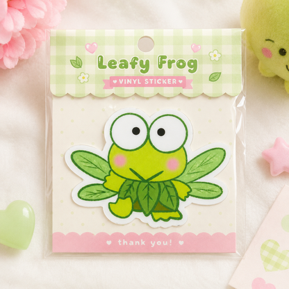 Cute Green Frog Fairy Sticker – Kawaii Waterproof Vinyl Sticker