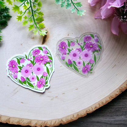Purple Heart floral sticker