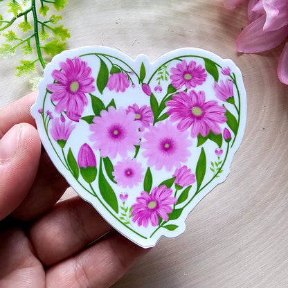 Purple Heart floral sticker