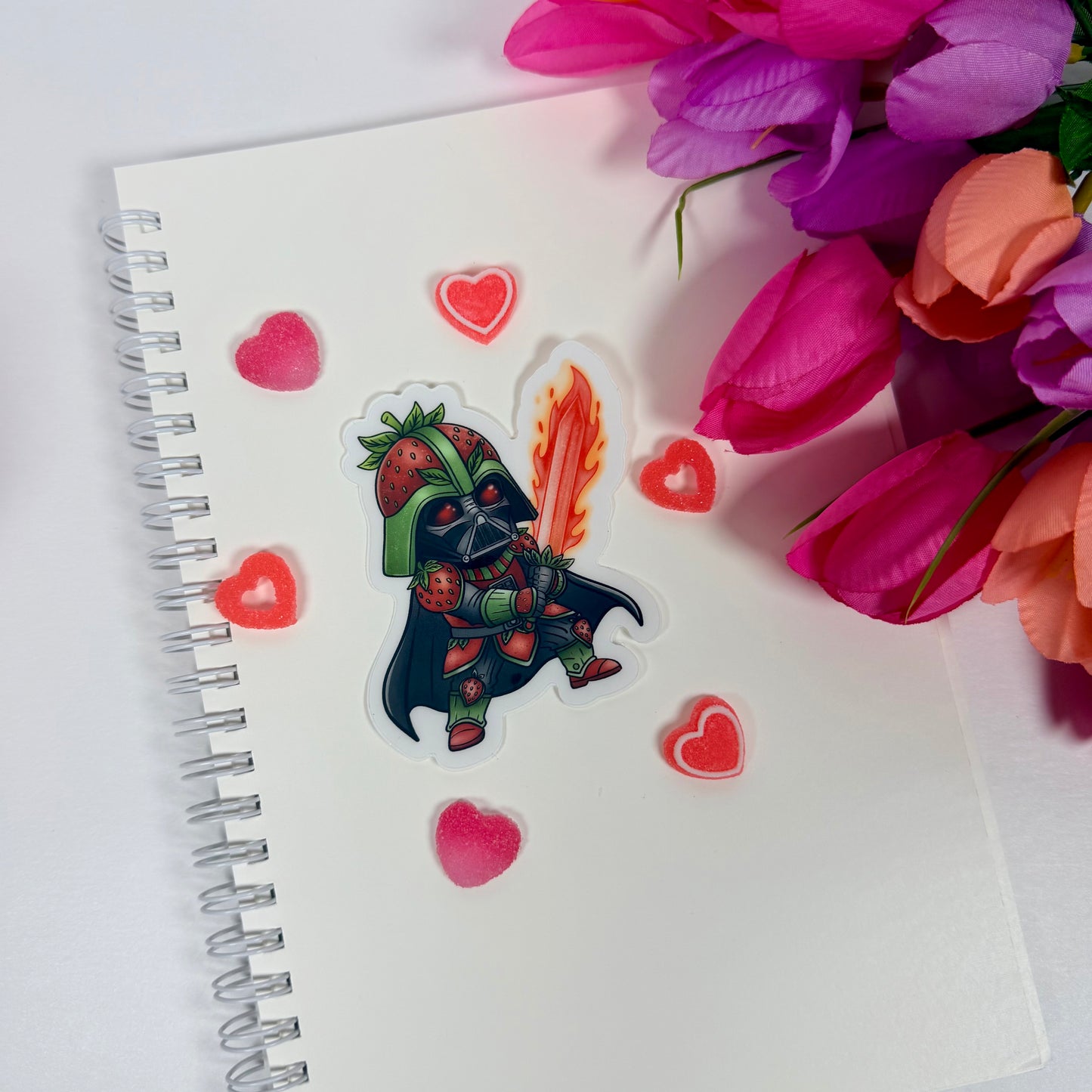 Strawberry Darth Vader Space Warrior Vinyl Sticker – Funny Sci-Fi Waterproof Laptop Decal