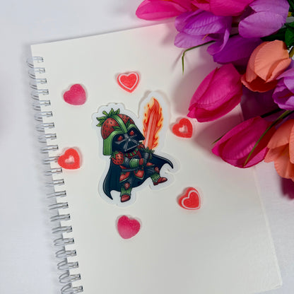 Strawberry Darth Vader Space Warrior Vinyl Sticker – Funny Sci-Fi Waterproof Laptop Decal