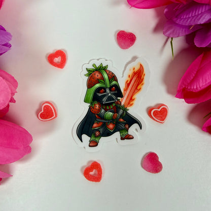 Strawberry Darth Vader Space Warrior Vinyl Sticker – Funny Sci-Fi Waterproof Laptop Decal