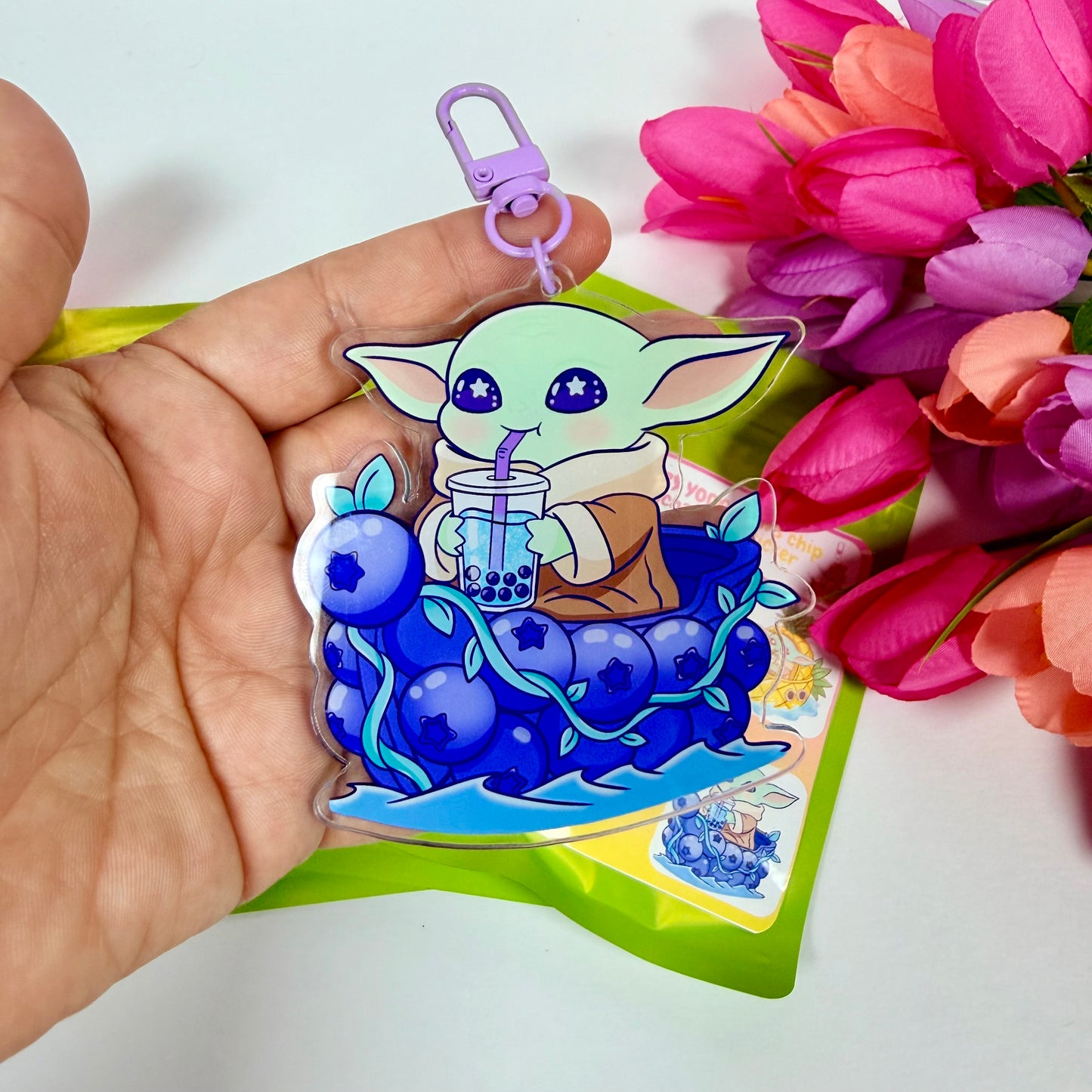 Mystery Baby Yoda Fruit Gacha Pack – Kawaii Keychain & Waterproof Sticker Surprise Bag