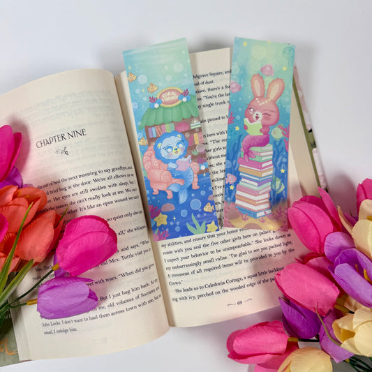 Magical Ocean Pals Bookmark Set | Cute Mermaid Bookmarks | Kawaii Reading Accessories | Double-Sided Bookmarks