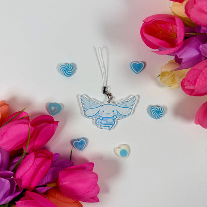 Cute Angel Puppy Acrylic Keychain | Kawaii Blue Puppy Phone Charm | Cute Bag Charm | Pastel Animal Keychain | Gift for Kawaii Lovers