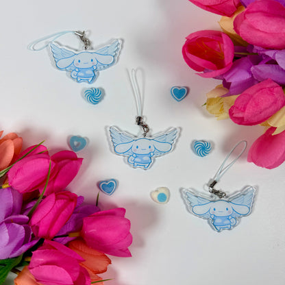 Cute Angel Puppy Acrylic Keychain | Kawaii Blue Puppy Phone Charm | Cute Bag Charm | Pastel Animal Keychain | Gift for Kawaii Lovers