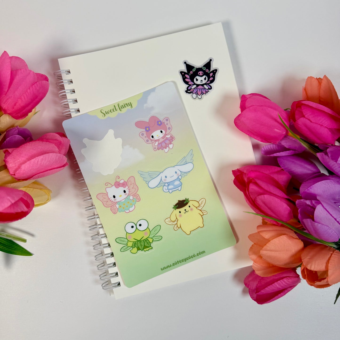 Fairy Friends Waterproof Sticker Sheet | Cute Kawaii Fairy Vinyl Stickers