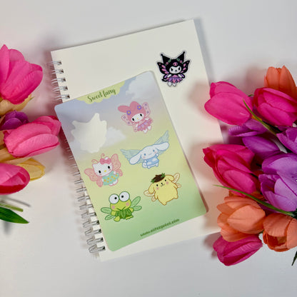 Fairy Friends Waterproof Sticker Sheet | Cute Kawaii Fairy Vinyl Stickers