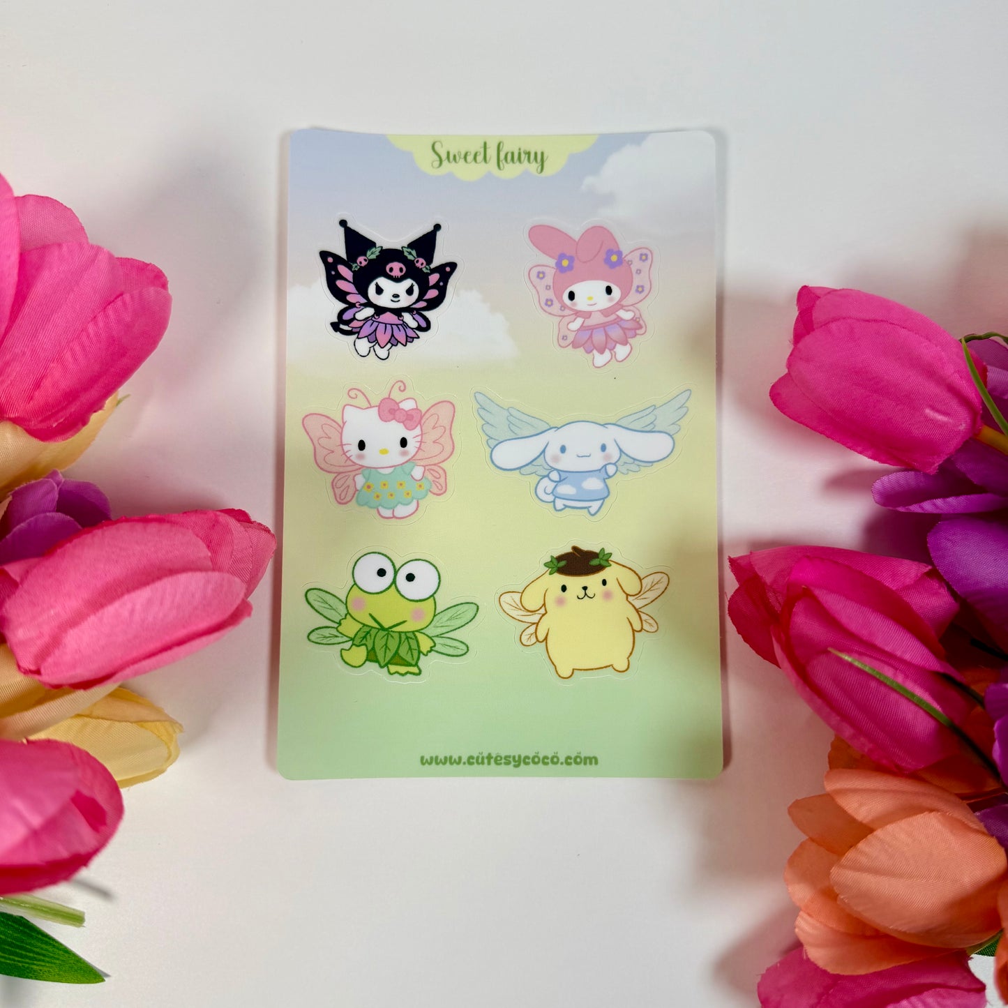 Fairy Friends Waterproof Sticker Sheet | Cute Kawaii Fairy Vinyl Stickers