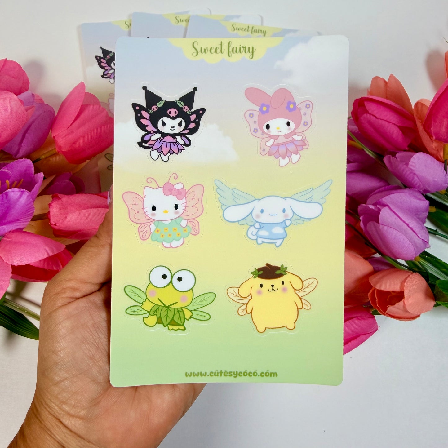 Fairy Friends Waterproof Sticker Sheet | Cute Kawaii Fairy Vinyl Stickers