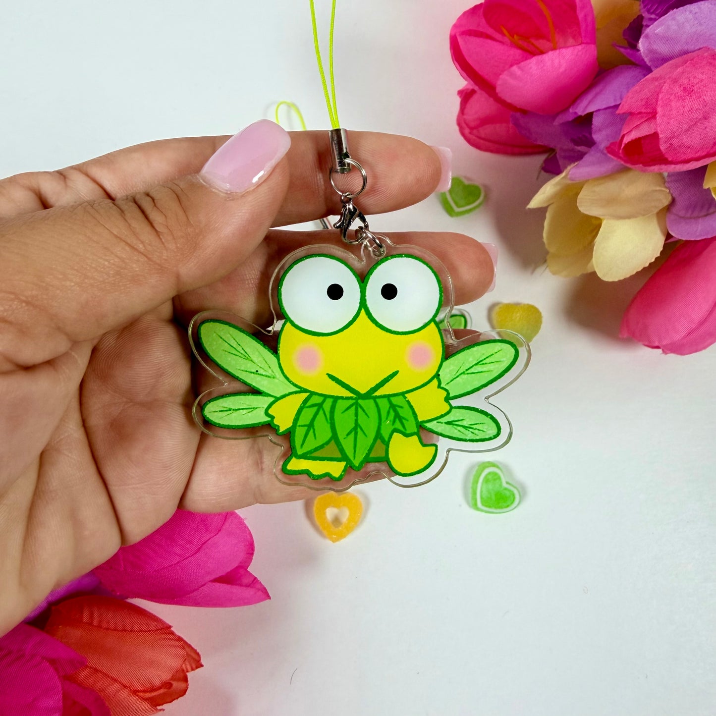Cute Frog Fairy Acrylic Keychain | Kawaii Frog Charm | Cute Animal Bag Charm | Phone Strap | Backpack Keychain Gift