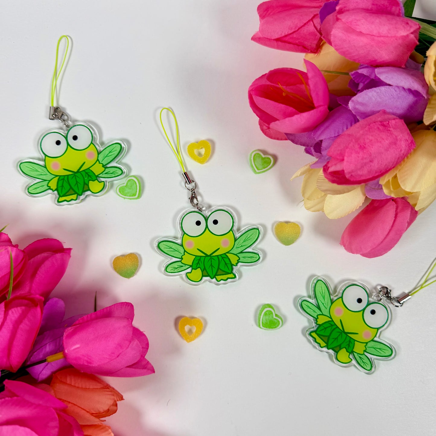 Cute Frog Fairy Acrylic Keychain | Kawaii Frog Charm | Cute Animal Bag Charm | Phone Strap | Backpack Keychain Gift