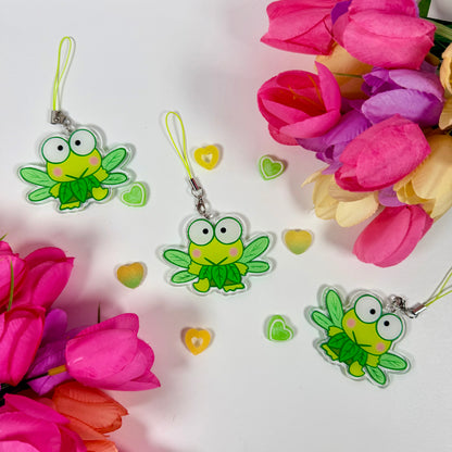Cute Frog Fairy Acrylic Keychain | Kawaii Frog Charm | Cute Animal Bag Charm | Phone Strap | Backpack Keychain Gift