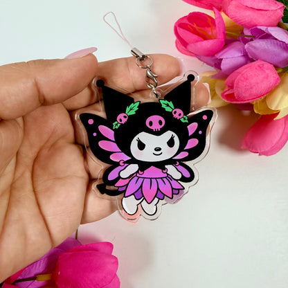 Cute Gothic Fairy Cat Acrylic Keychain | Kawaii Dark Fairy Bag Charm | Pink Goth Phone Charm | Pastel Goth Accessory | Cute Gift