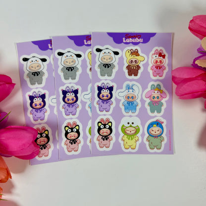 Kawaii Monster Costume Friends Waterproof Sticker Sheet | Cute Vinyl Planner Stickers
