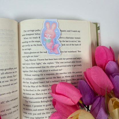 Pink Mermaid Bunny Magnetic Bookmark | Cute Kawaii Book Lover Bookmark | Magical Ocean Pals Collection