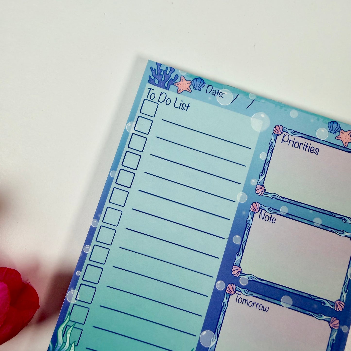 Magical Ocean Pals Daily Planner Notepad | Mermaid To-Do List | Cute Desk Planner Pad