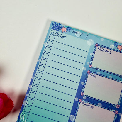Magical Ocean Pals Daily Planner Notepad | Mermaid To-Do List | Cute Desk Planner Pad
