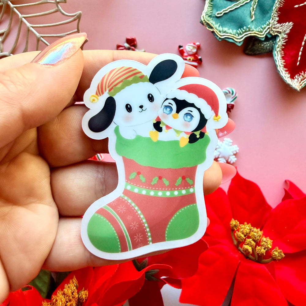 WADDLE CHRISTMAS STOCKING STICKER
