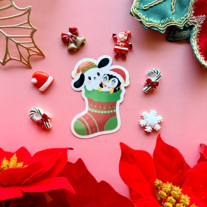 WADDLE CHRISTMAS STOCKING STICKER