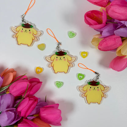 Kawaii Fairy Pompompurin Acrylic Keychain | Cute Angel Dog Charm for Backpack, Phone, Purse & Gifts