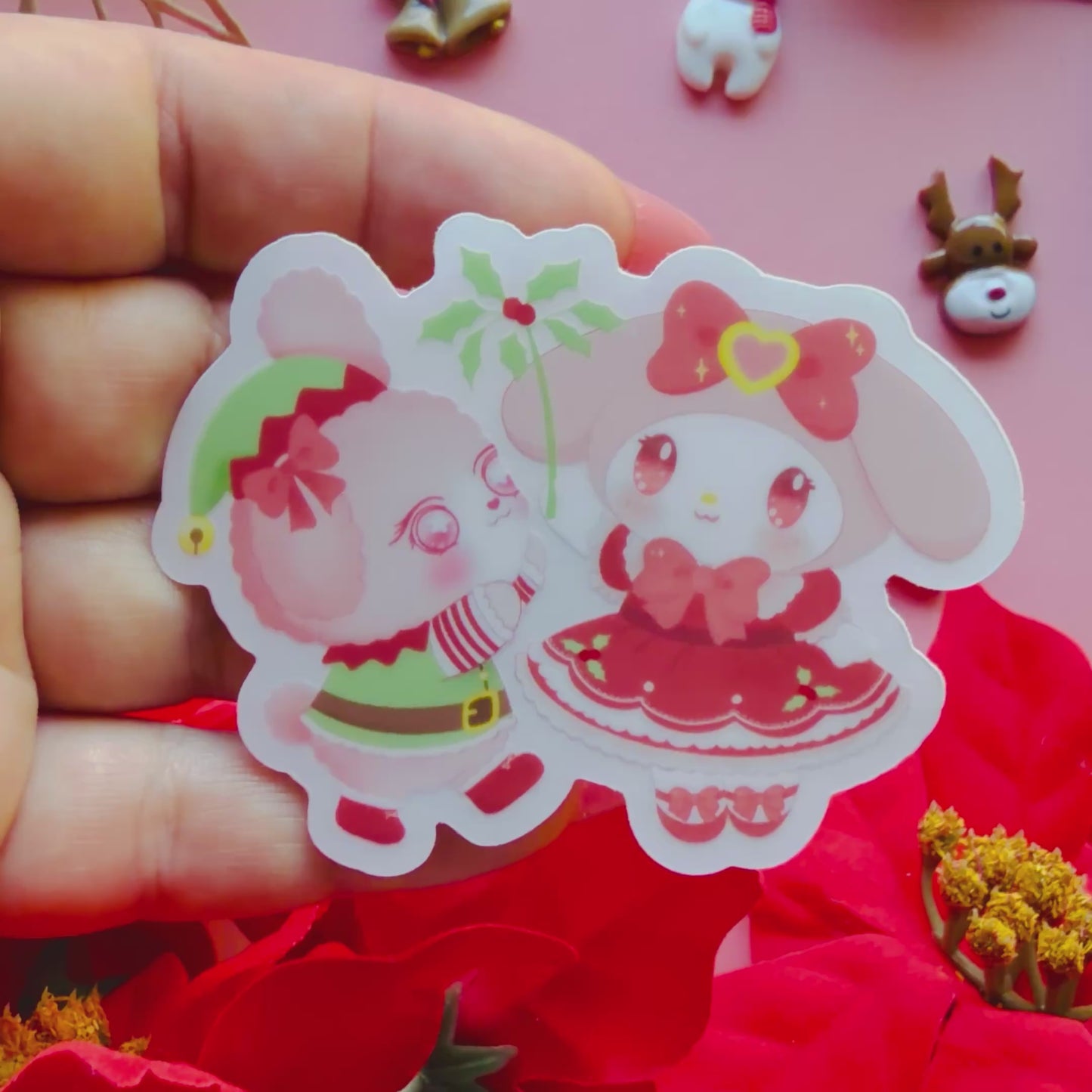 LILLY BUNNY MISTLETOE STICKER