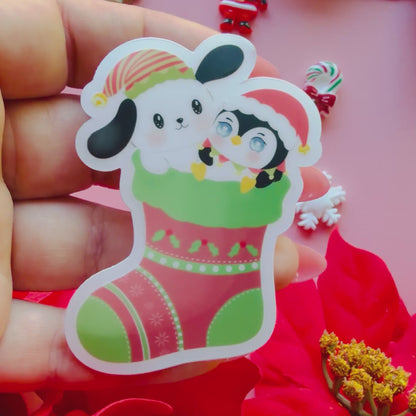 WADDLE CHRISTMAS STOCKING STICKER