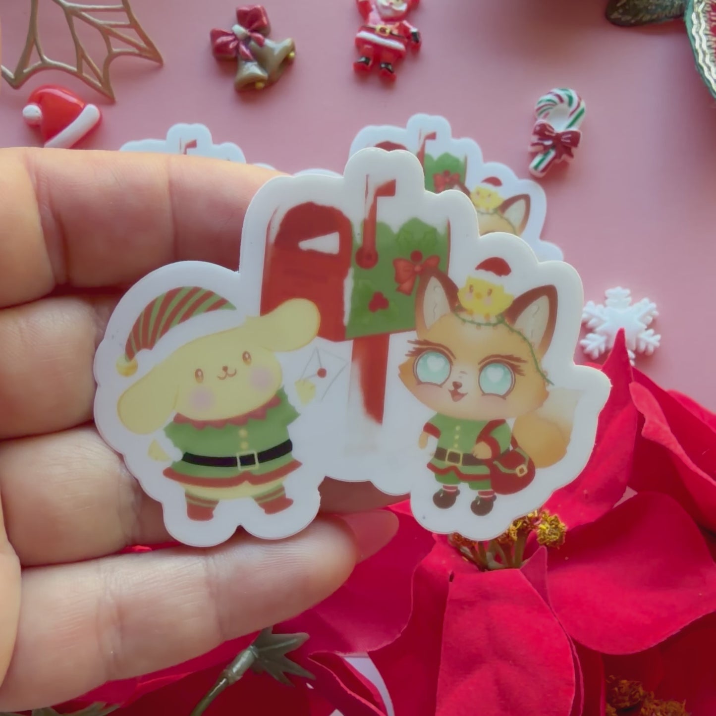 GINGER,NUGGET AND POMPO ELFS MAIL HELPER STICKER