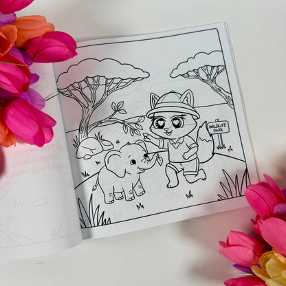 Sweet Pals Safari Adventures Coloring Book | Learn Animals While You Color