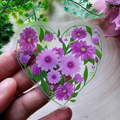 Purple Heart floral sticker
