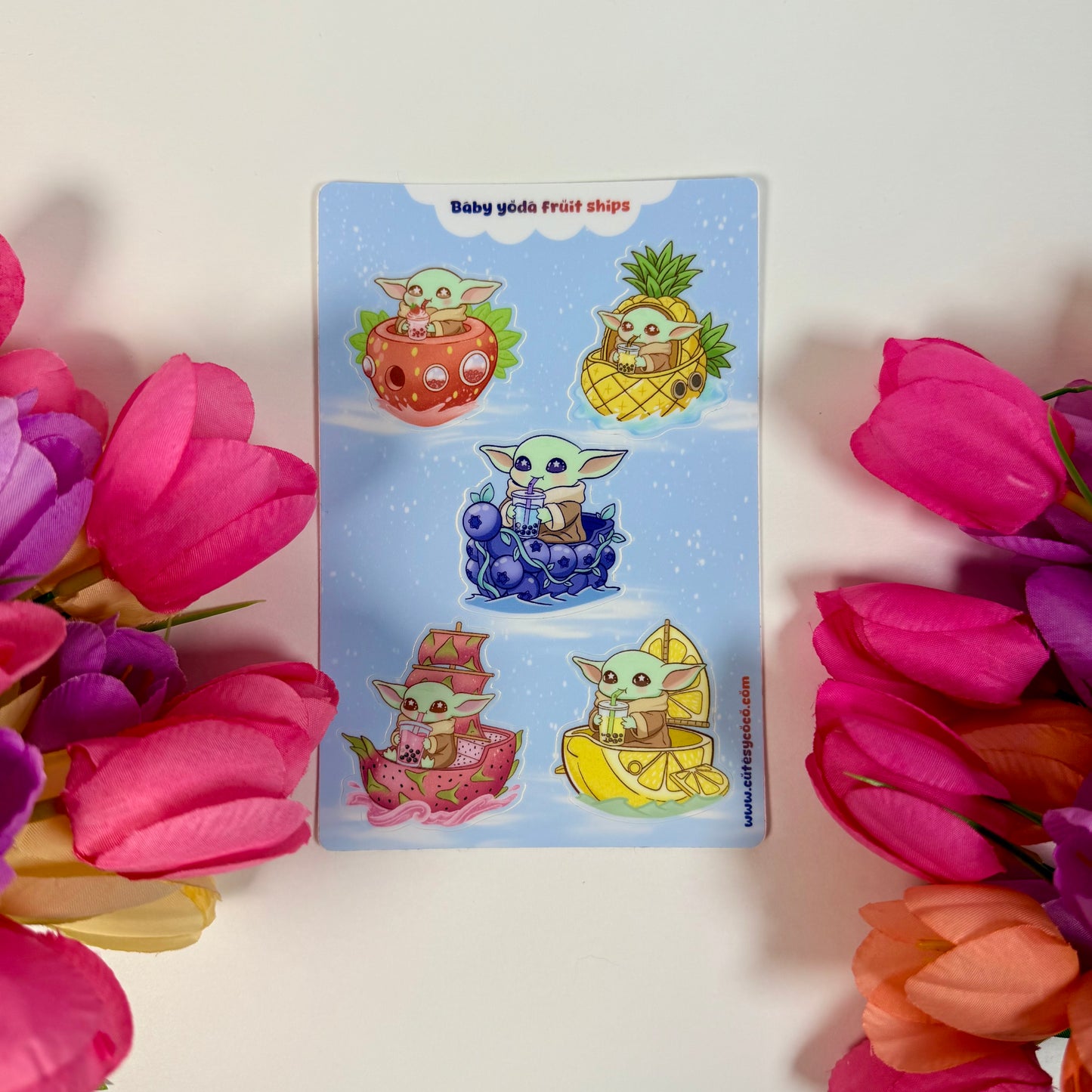 Space Baby Inspired Fruit Sticker Sheet | Cute Kawaii Vinyl Planner Stickers | Journal, Laptop & Scrapbook Decals