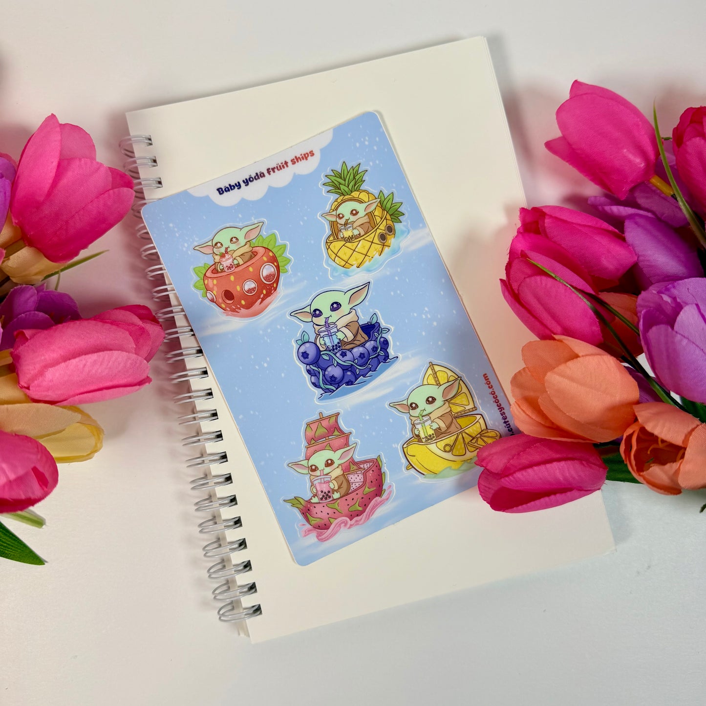 Space Baby Inspired Fruit Sticker Sheet | Cute Kawaii Vinyl Planner Stickers | Journal, Laptop & Scrapbook Decals
